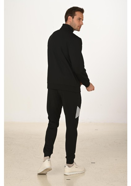 Şardonlu Dalgıç Erkek Eşofman Takımı Siyah 5255-S