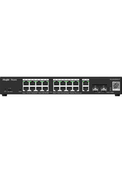 Ruijie Reyee - RG-ES220GS-P 20 Portlu, 10/100/1000 Gigabit,yönetilebilir Switch, 2 Sfp, 2 Gigabit RJ45 Uplink, 16 Port Poe+ (250W)