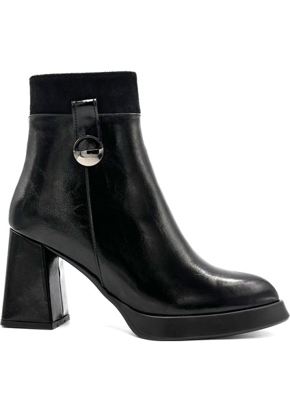 Lenora Kalın Topuklu Sivri Burun Kadın Bot Siyah