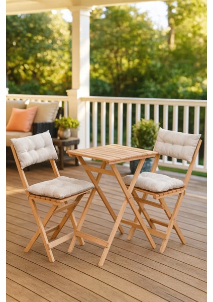 Minderli Balkon Bahçe Mutfak 3'lü Bistro Set Katlanır Masa Sandalye 2 Sandalye 1 Masa
