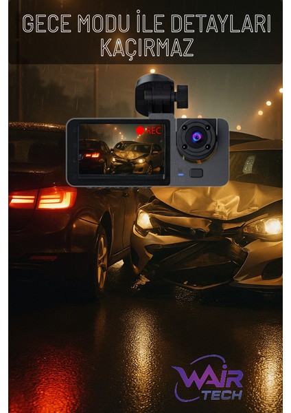 1080P Araç Içi 3 Kameralı LCD Ekranlı Gece Görüşlü Wifi G-Sensör Geri Görüş Kamera fiyatları