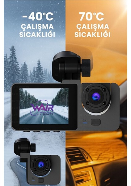 1080P Araç Içi 3 Kameralı LCD Ekranlı Gece Görüşlü Wifi G-Sensör Geri Görüş Kamera fırsatları