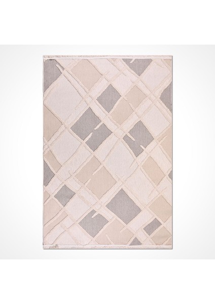 Fox Iskandinav Krem Kabartmalı Modern Dokuma Halı - FC03K