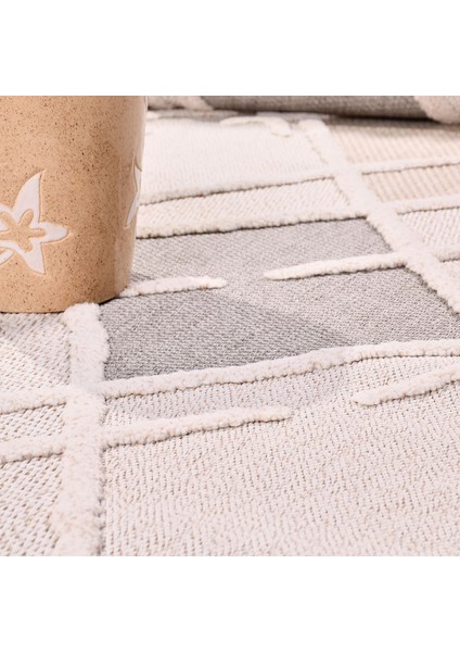 Fox Iskandinav Krem Kabartmalı Modern Dokuma Halı - FC03K indirimleri