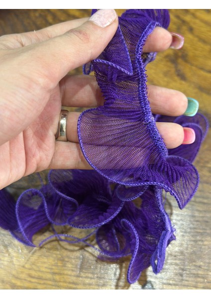 Mor Fırfırlı 50 cm Boy 5 cm En Şerit Dikiş Aksesuarı