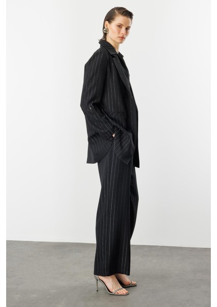 Kol Detaylı Sim Çizgi Ceket-Siyah fırsatları