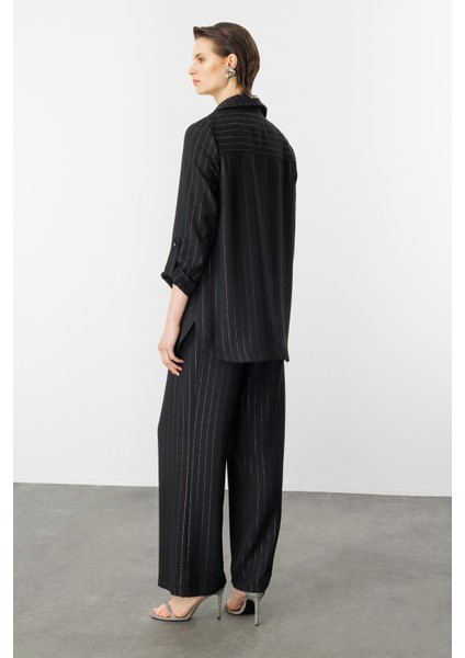 Kol Detaylı Sim Çizgi Ceket-Siyah