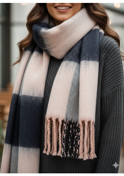 Unisex Puffy Ekoseli Şal Atkı 45X220 cm fiyatları