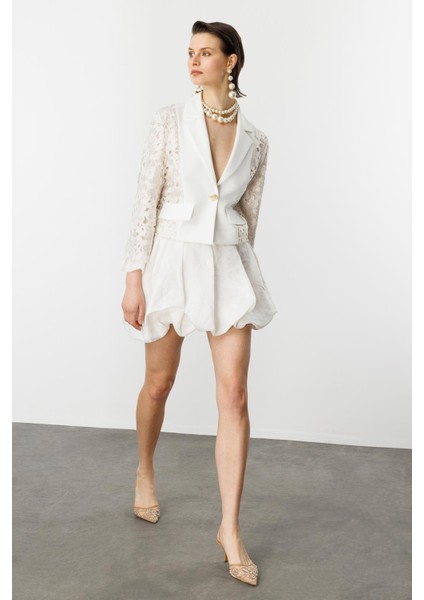 Dantel Detay Kısa Ceket-Kemık fırsatları