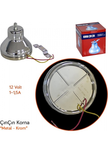 Carub Çın Çın Korna 12V Metal Krom Tramway Çan Korna fiyatları