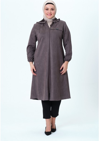 Beyzanur Kadın Büyük Beden Süet Kumaş Kapüşonlu Spor Mevsimlik Kap fiyatları