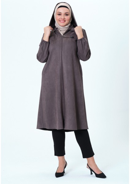 Beyzanur Kadın Büyük Beden Süet Kumaş Kapüşonlu Spor Mevsimlik Kap modelleri