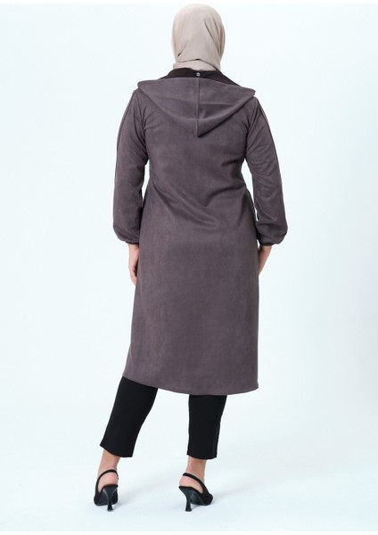 Beyzanur Kadın Büyük Beden Süet Kumaş Kapüşonlu Spor Mevsimlik Kap indirimleri