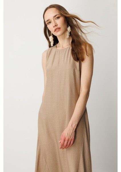 Rahat Kalıp Coton Elbise-Vizon