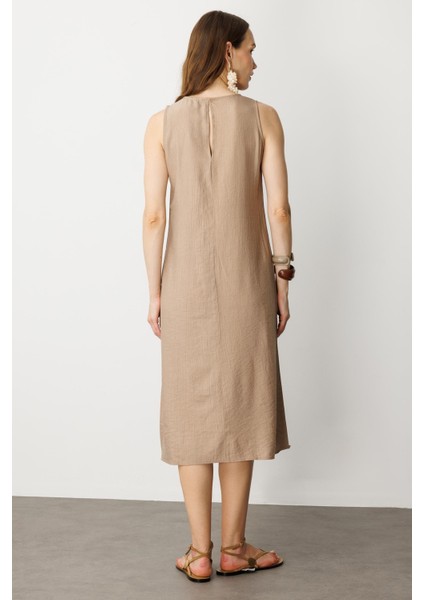 Rahat Kalıp Coton Elbise-Vizon