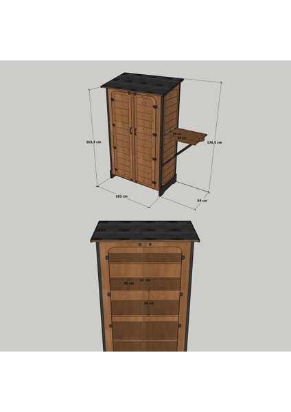 “mandu” Ahşap Slim Maxi Depolama Dolabı