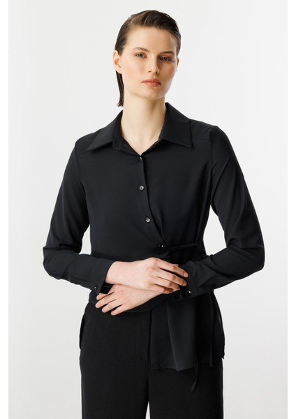 Ip Detaylı Gömlek-Siyah fiyatları