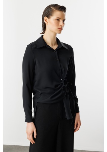 Ip Detaylı Gömlek-Siyah modelleri