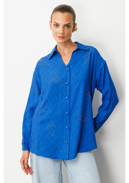 Taş Detay Desenli Gömlek-Sax fiyatları