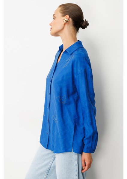 Taş Detay Desenli Gömlek-Sax indirimleri