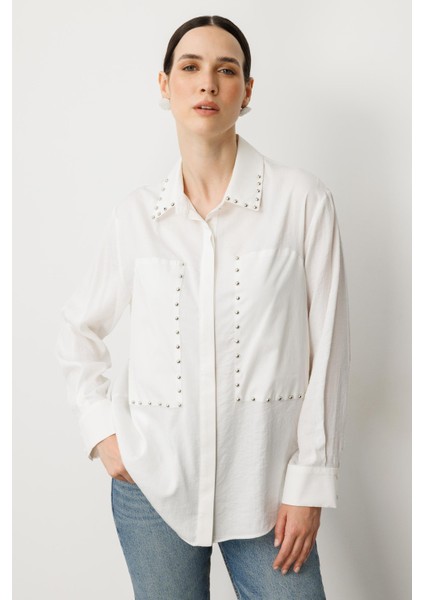 Zımba Detay Gömlek-Kemık fiyatları