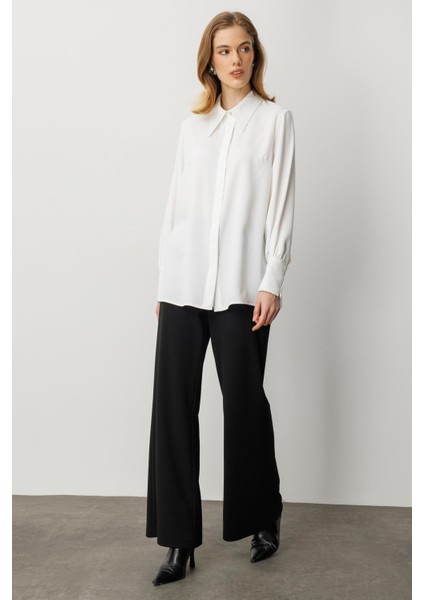 Payet Detaylı Gömlek-Kemık