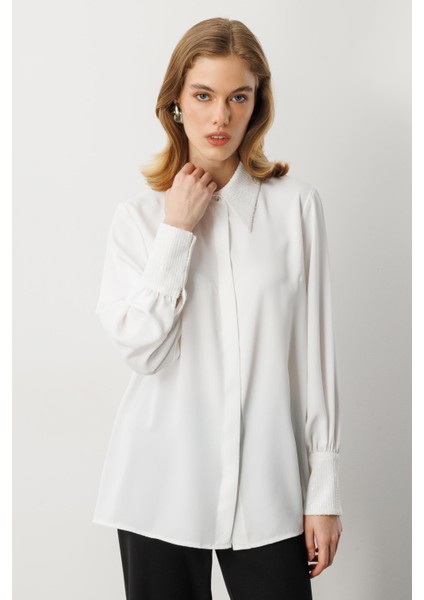 Payet Detaylı Gömlek-Kemık fırsatları