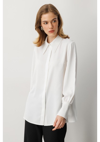 Payet Detaylı Gömlek-Kemık indirimleri