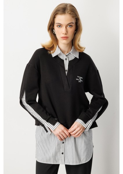 Eteği Çıkarılabilir Modal Gömlek-Siyah