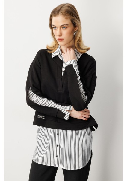 Eteği Çıkarılabilir Modal Gömlek-Siyah fırsatları