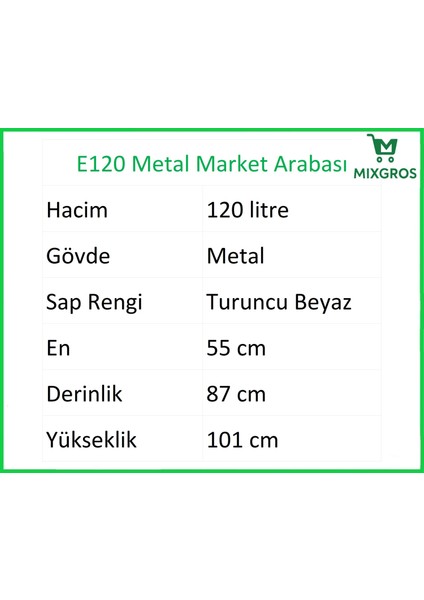 E120 Metal Market Alışveriş Arabası 120 Litre fiyatları