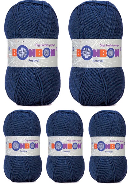 5 Adet Festival Simli Örgü Ipi Yünü Renk NO:488