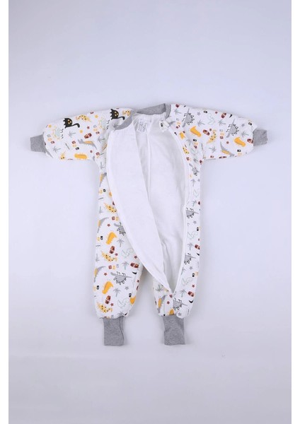 2-9 Yaş 2.5 Tog %100 Pamuk Astarlı Premium Kalite Elyaf Dolgulu Çocuk Uyku Tulumu Gri Dinozor 23504 fırsatları