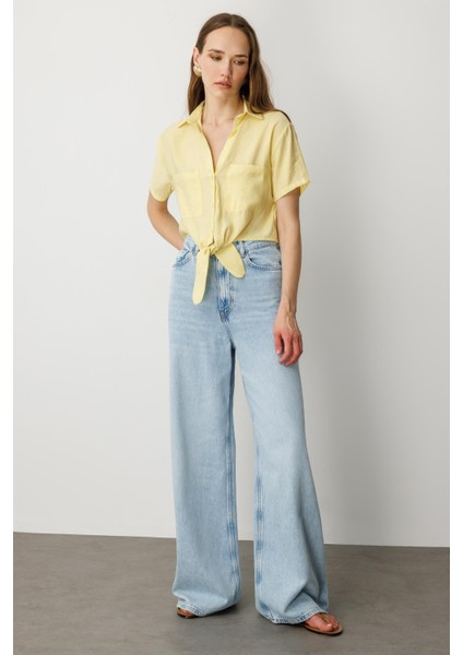 Bağlama Detaylı Kısa Gömlek-Sarı fiyatları