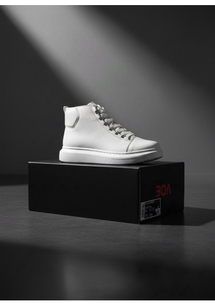 ET0713 Bağcıklı Beyaz Yüksek Taban Erkek Tarz Spor Bot indirimleri