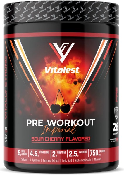 Vitalest Pre Workout 468G. 26 Servis Vişne