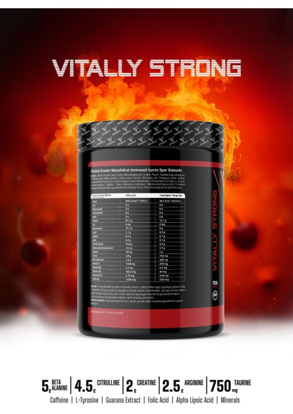 Vitalest Pre Workout 468G. 26 Servis Vişne fiyatları