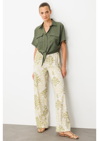 Bağlama Detaylı Crop Gömlek-Haki fiyatları