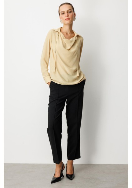 Farbela Detaylı Krep Gömlek-Sarı fiyatları