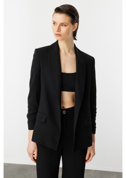 Kolu Büzgülü Cep Detaylı Ceket-Siyah indirimleri