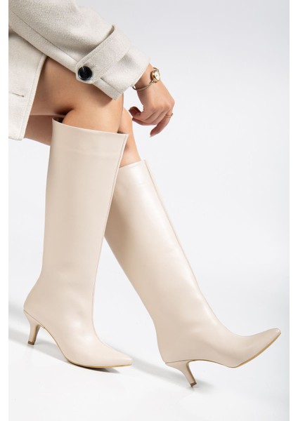 SYT-2025 Bej Kırışık Rugan Günlük Kadın Çizme modelleri