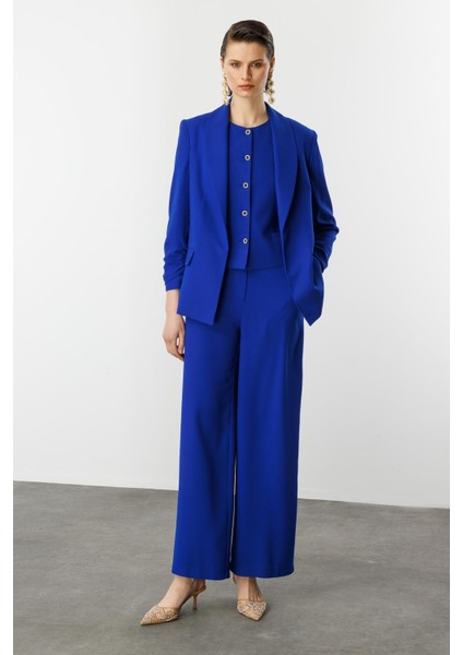 Kolu Büzgülü Cep Detaylı Ceket-Sax fiyatları