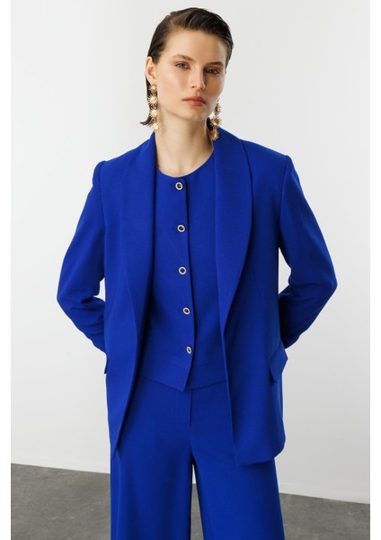 Kolu Büzgülü Cep Detaylı Ceket-Sax