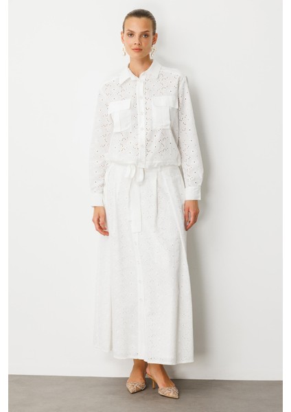 Cep Detaylı Pamuklu Fisto Gömlek-Kemık fırsatları