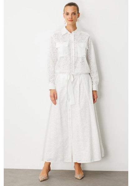 Cep Detaylı Pamuklu Fisto Gömlek-Kemık