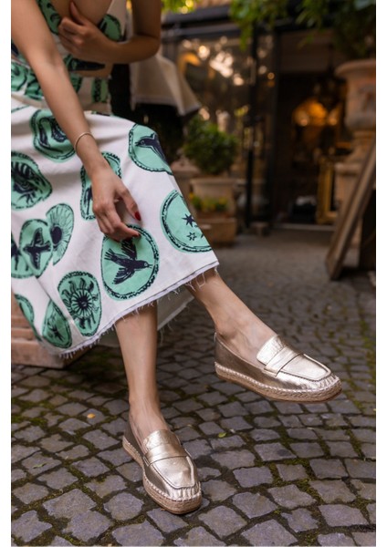 Palmer Kadin Altın Gercek Deri Espadril Ayakkabi fiyatları