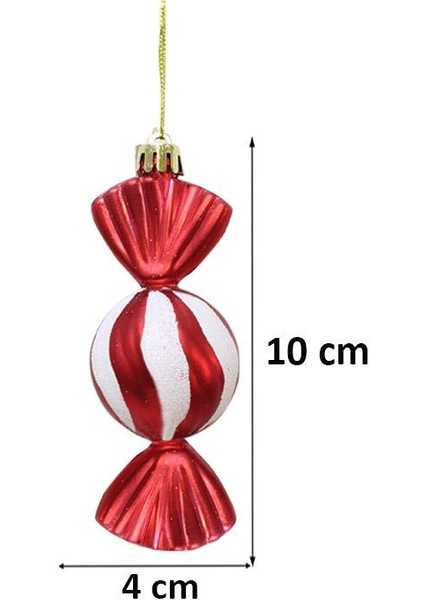 Yılbaşı Ağaç Süsü Kırmızı-Beyaz Şeker Figürlü 10 cm 2'li Set fiyatları
