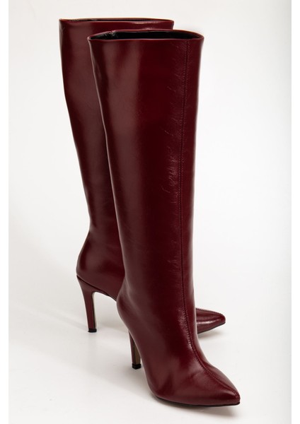 SYT-2004 Bordo Kırışık Rugan Günlük Bayan Çizme fırsatları