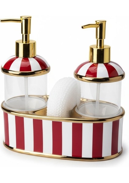 Kırmızı Beyaz 2'li Lüks Porselen Sıvı Sabunluk fırsatları