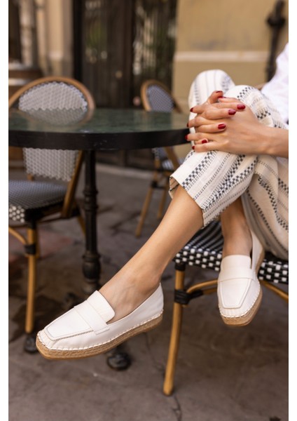 Palmer Kadin Altın Gercek Deri Espadril Ayakkabi